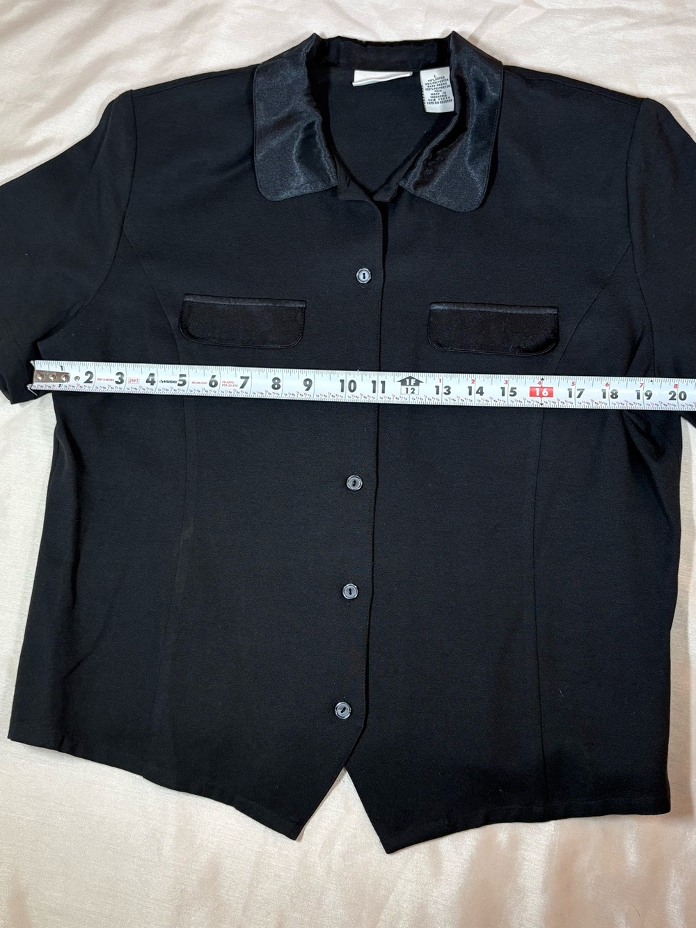 croft & barrow Black Satin-Collar Button Front Blazer
